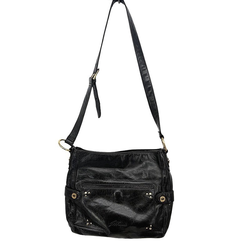 Stone Mountain Crossbody Shoulder Bag Black Leather Neutral Conservative